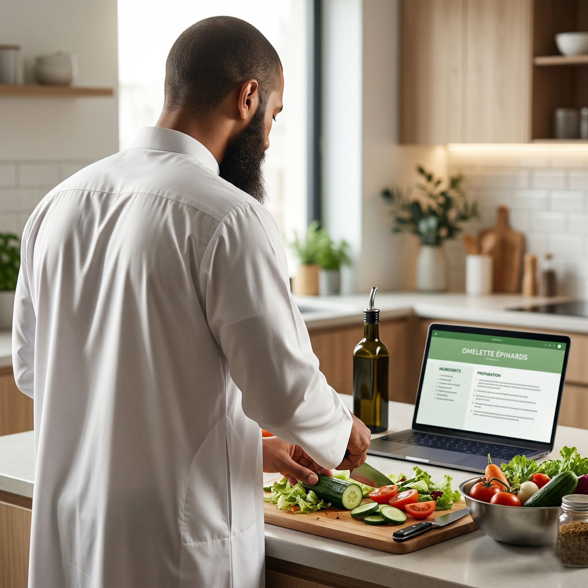 Homme qui cuisine sainement